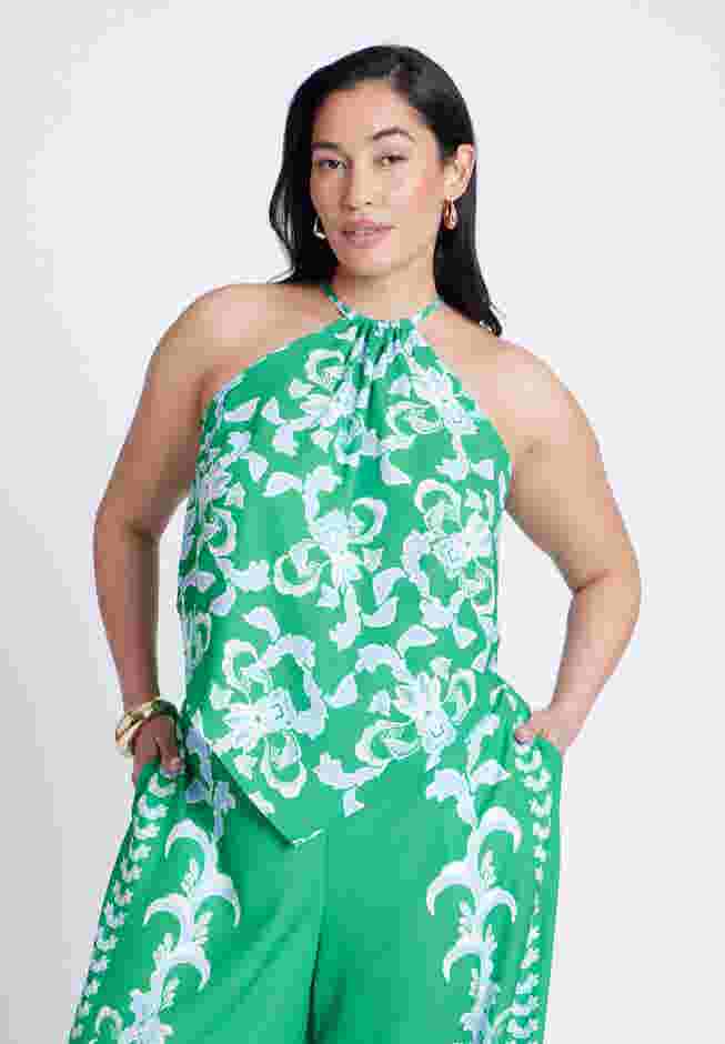 Printed Scarf Halter Top image number 1