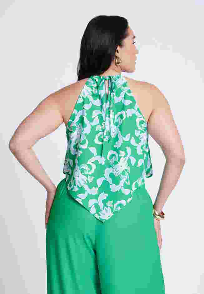 Printed Scarf Halter Top image number 2