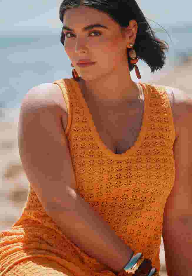 Racer Sweater Top With Scalloping image number 0
