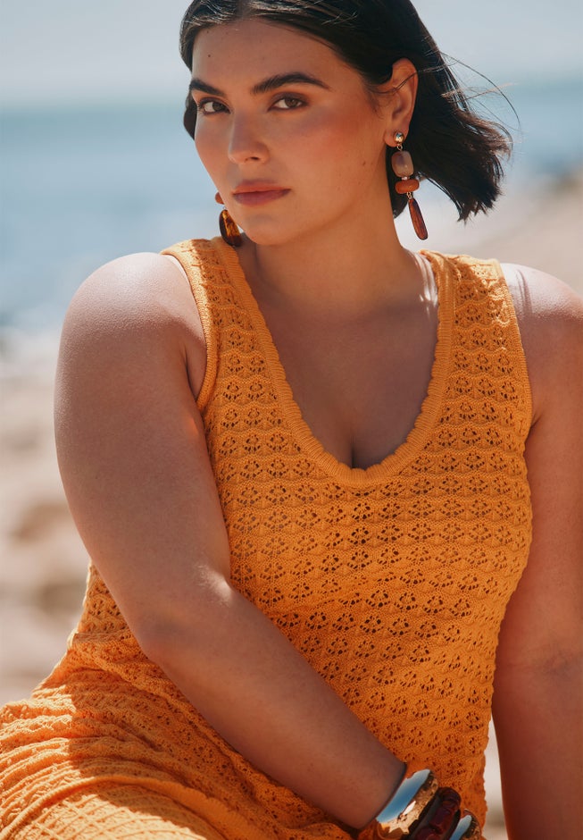 Racer Sweater Top With Scalloping image number null