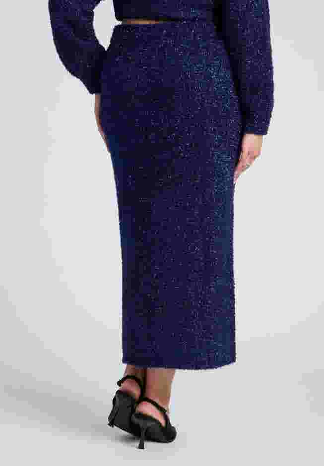 Metallic Sweater Skirt With Slit image number 2