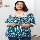 Lace-Trim Crinkle Blouse image number null