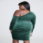 Shirred Velvet Mini Dress image number null