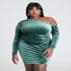 Shirred Velvet Mini Dress image number null