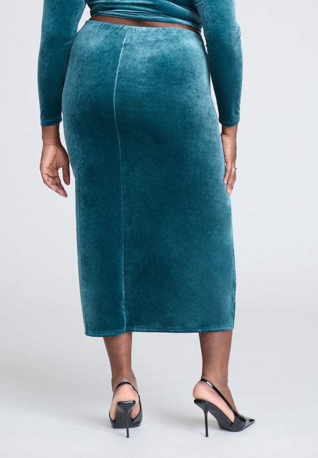 Velvet Maxi Skirt With Slit image number 2