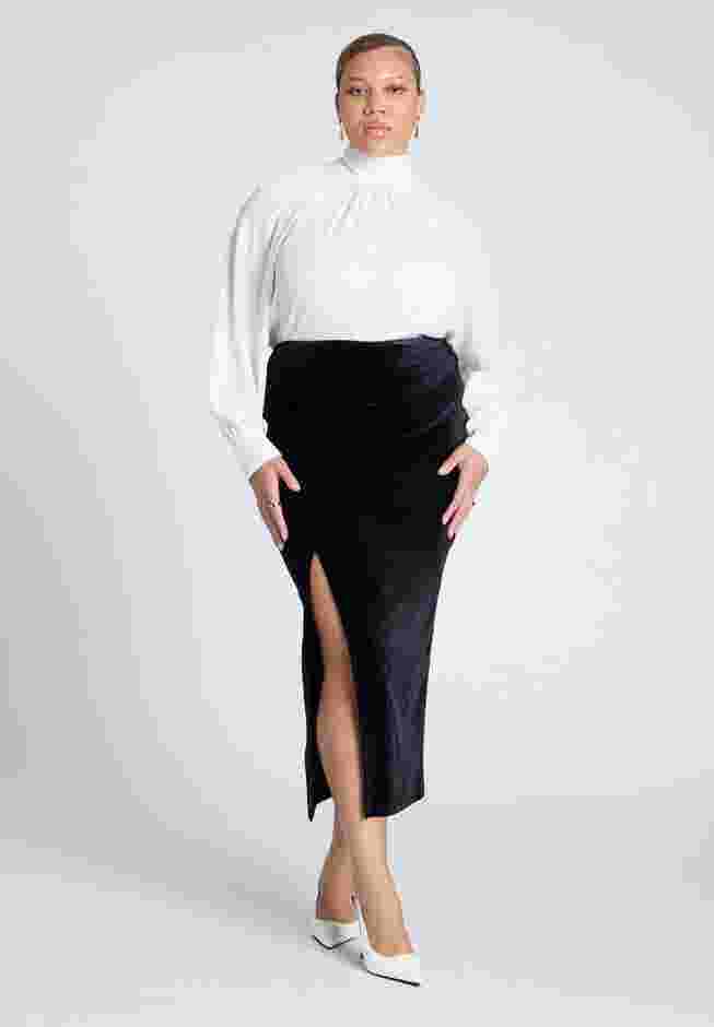 Velvet Maxi Skirt With Slit image number 0