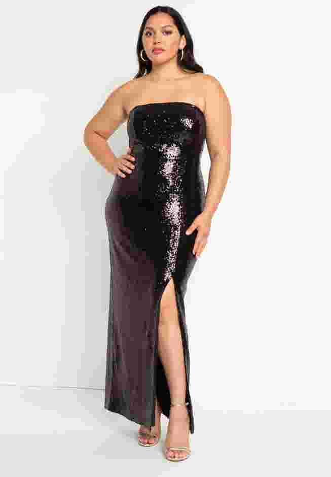 Sequin Gown with Slit image number 0