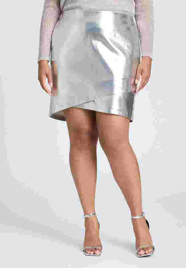 Metallic Faux Leather Skirt image number 1