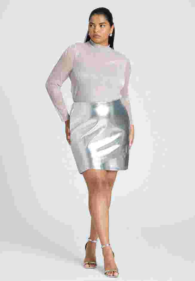 Metallic Faux Leather Skirt image number 0