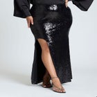 Dramatic Maxi Sequin Skirt With Slit image number null