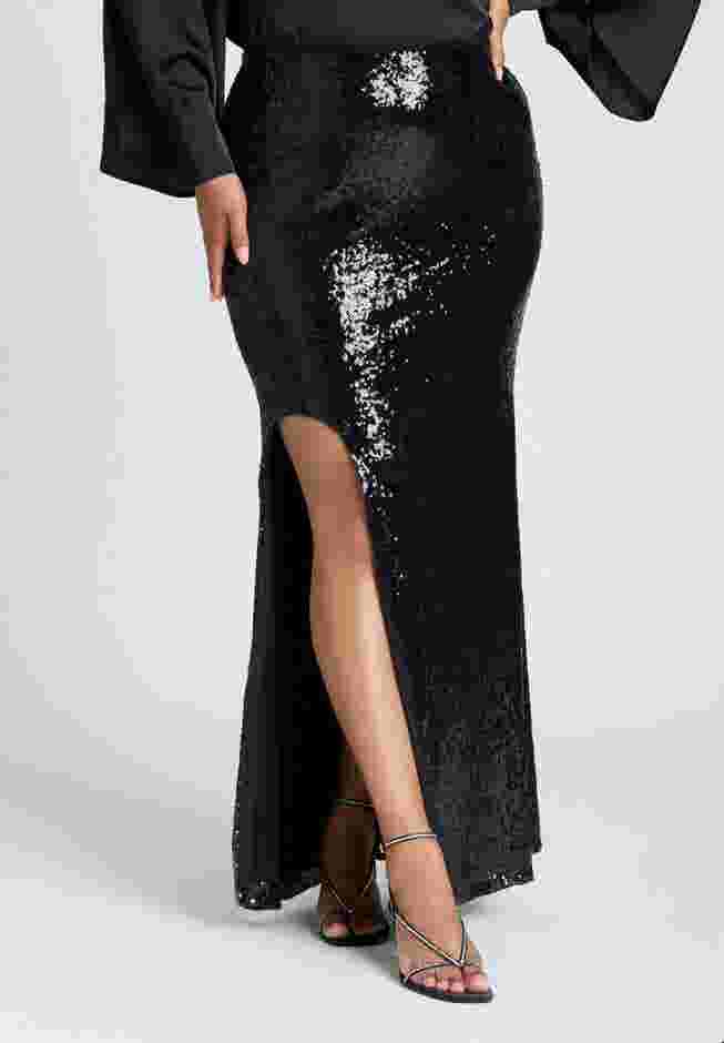 Dramatic Maxi Sequin Skirt With Slit image number 1