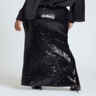 Dramatic Maxi Sequin Skirt With Slit image number null