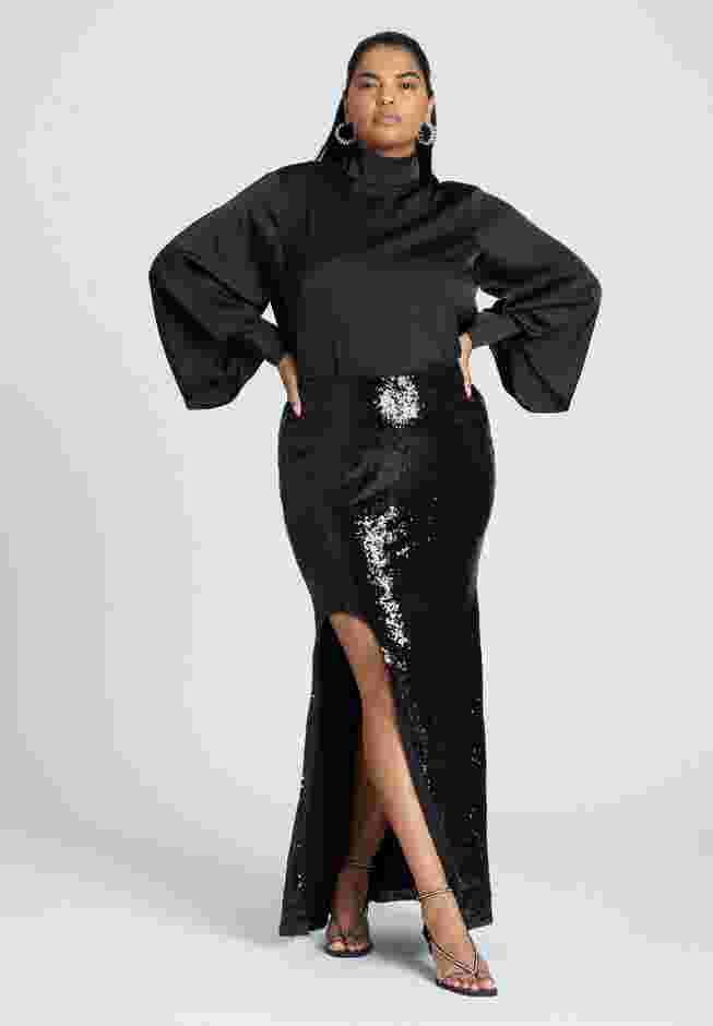 Dramatic Maxi Sequin Skirt With Slit image number 0