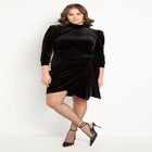 Velvet Mini Dress with Wrap Skirt image number null