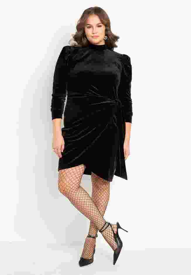 Velvet Mini Dress with Wrap Skirt image number 0