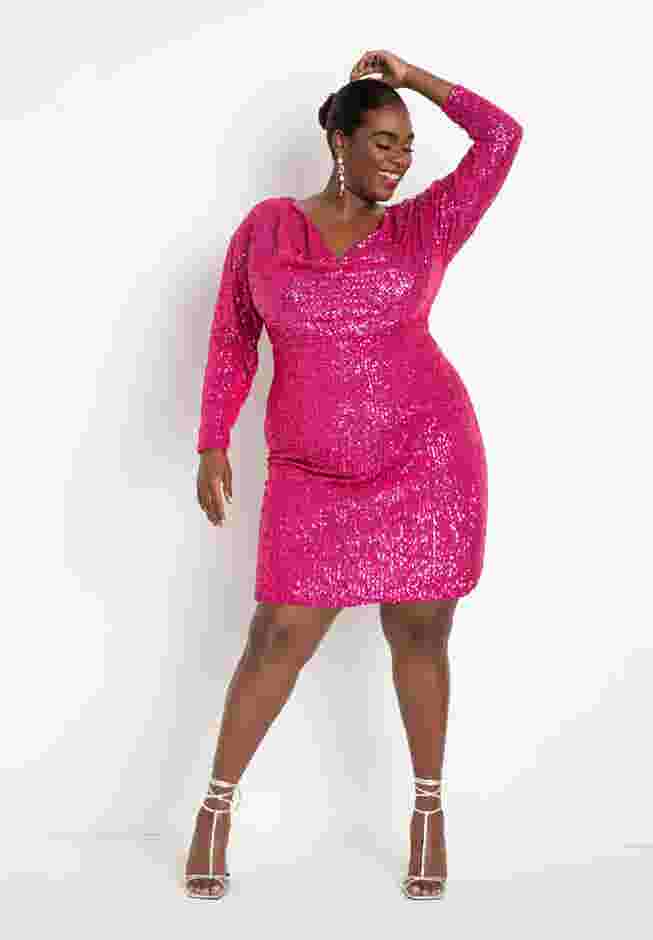 Mini Cowl Sequin Dress image number 0