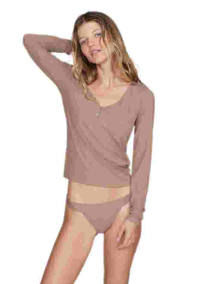 The Button Long Sleeve - Modal Silk Rib image number 1
