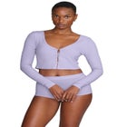 The Cropped Cardigan - Modal Silk Rib image number null