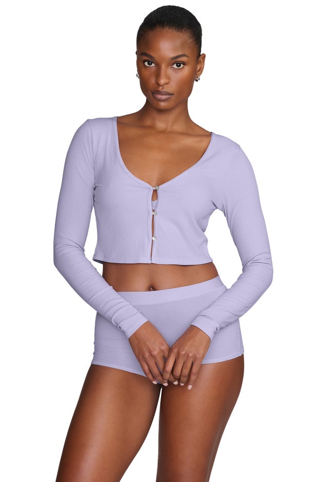 The Cropped Cardigan - Modal Silk Rib image number 1