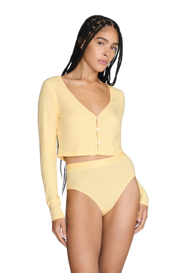 The Cropped Cardigan - Modal Silk Rib image number 1