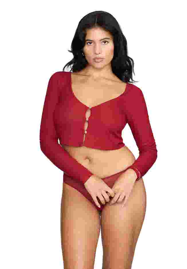 The Cropped Cardigan - Modal Silk Rib image number 1
