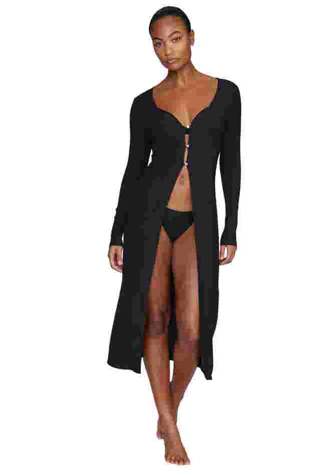 The Long Button Cardigan - Modal Silk Rib image number 1