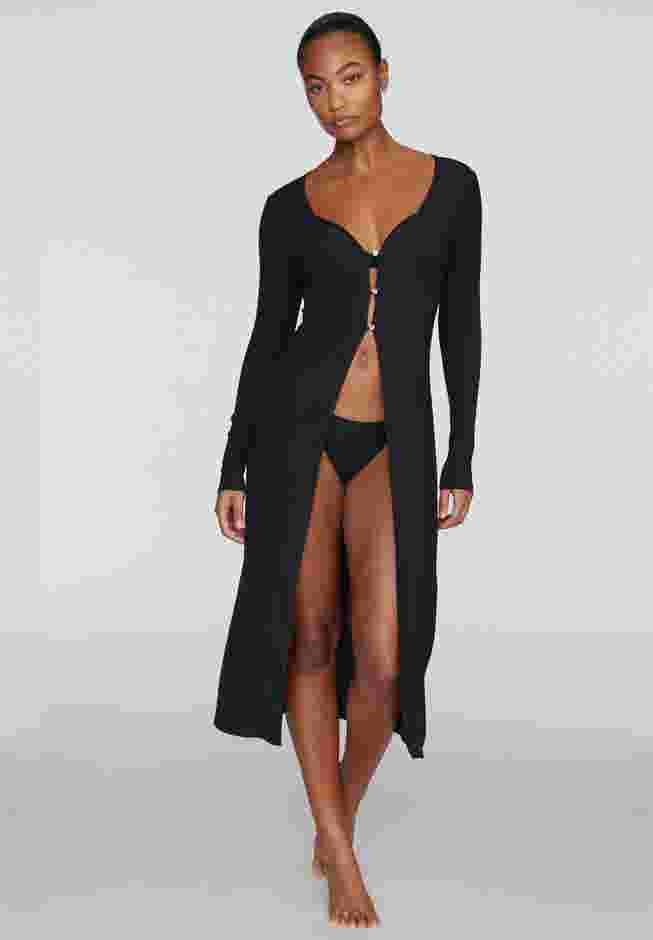 The Long Button Cardigan - Modal Silk Rib image number 0