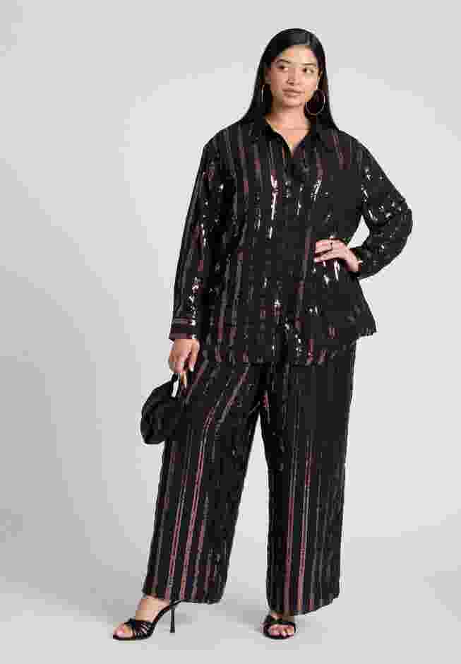 Relaxed Striped Sequin Pant image number 1