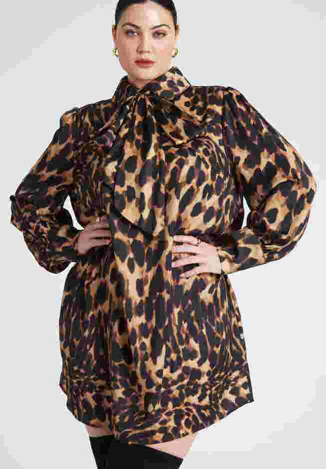 Leopard Bow Tie Mini Dress image number 2