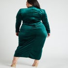 Mock Neck Velvet Dress With Slit image number null