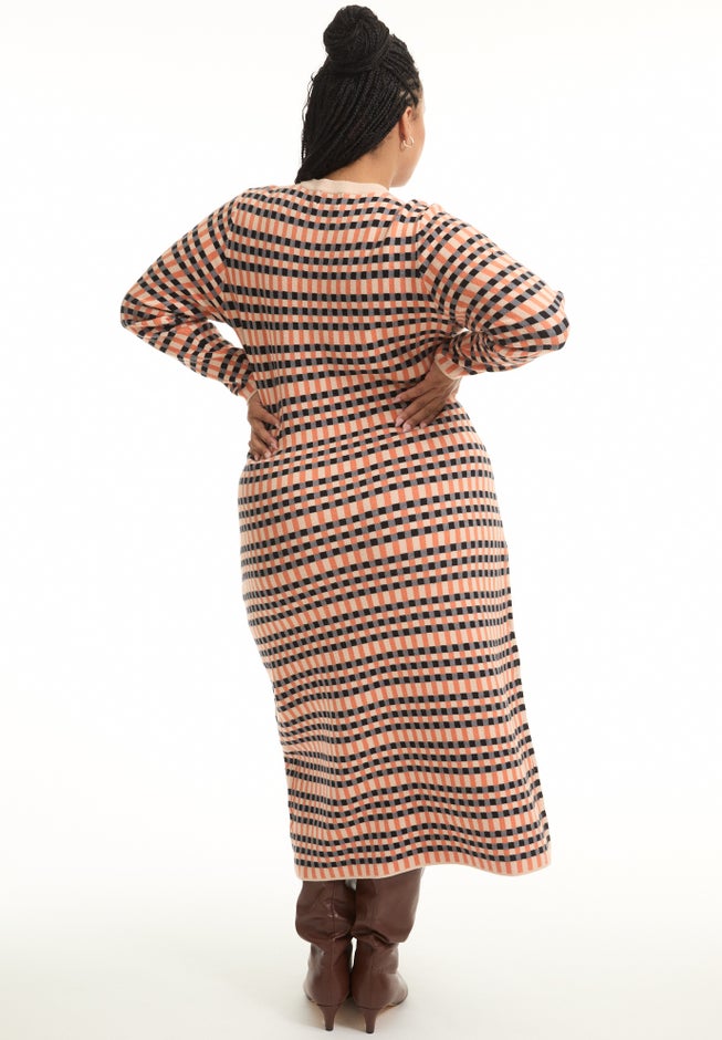 Faux Wrap Sweater Midi Dress image number null