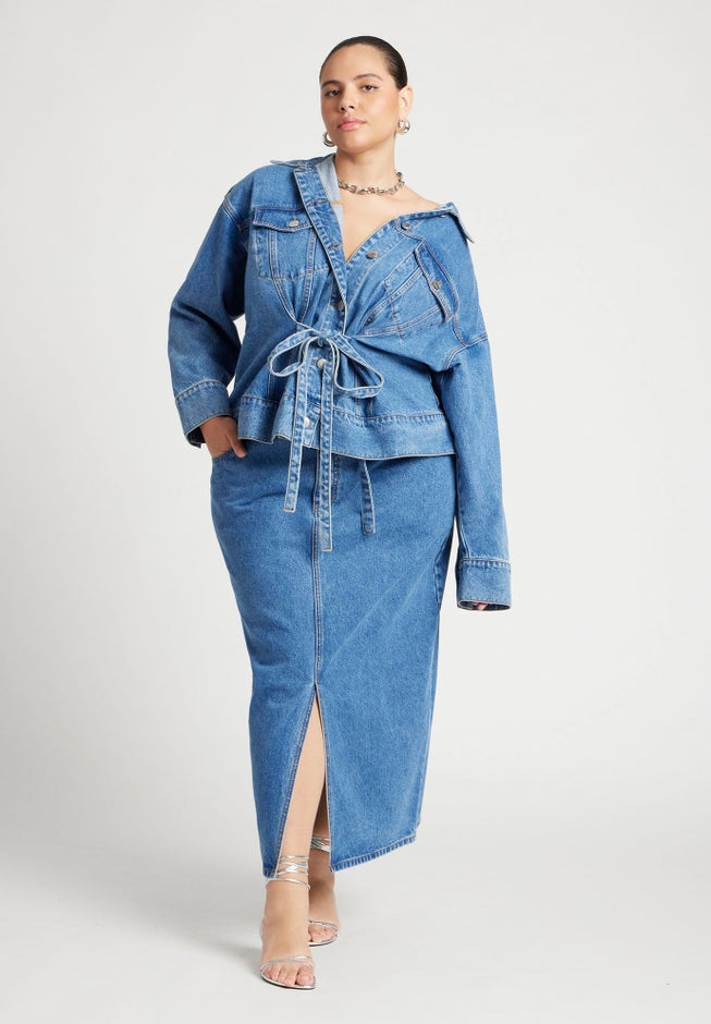 Denim Midi Skirt image number 0