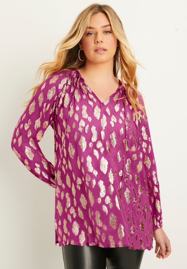 Metallic Print Blouse image number 0