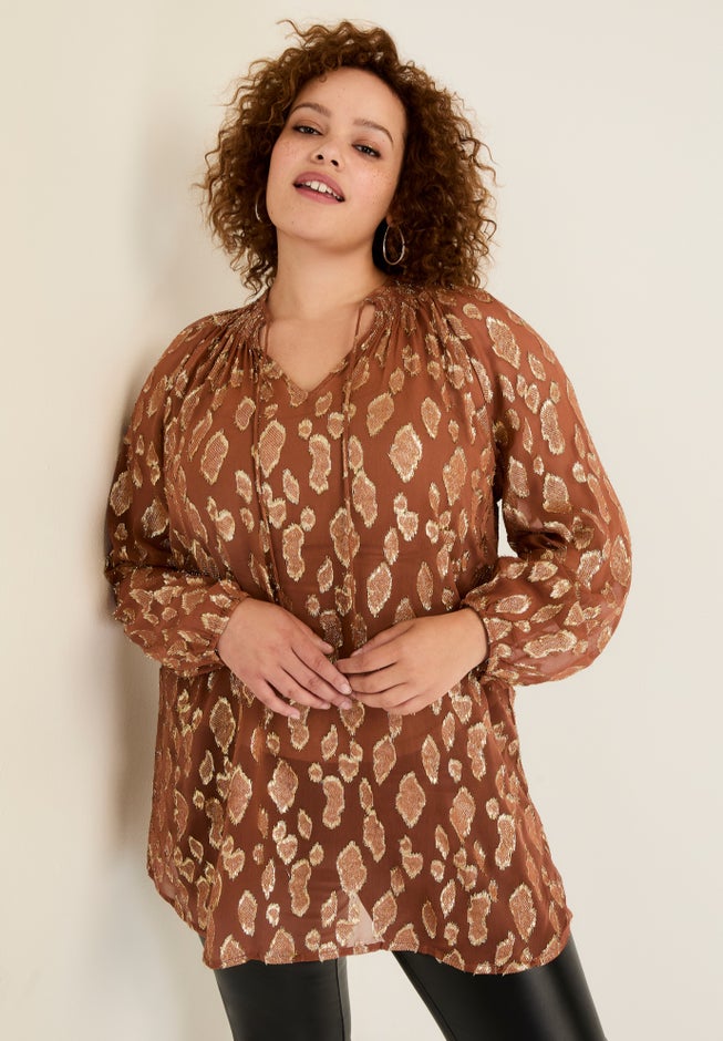 Metallic Print Blouse image number 0