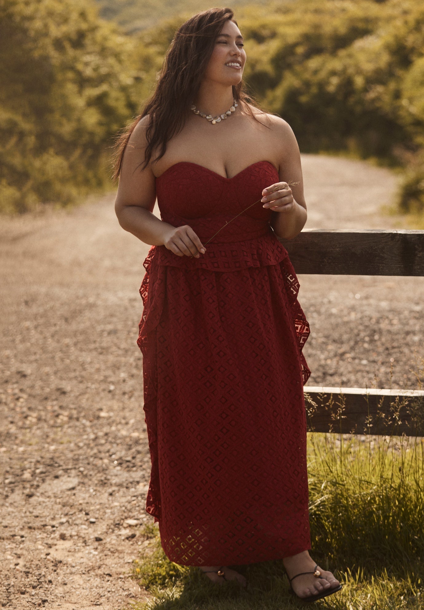 Ruffled Peplum Corseted Midi Dress image number 0