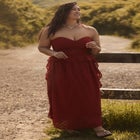 Ruffled Peplum Corseted Midi Dress image number null