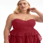 Ruffled Peplum Corseted Midi Dress image number null