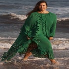 Ruffled Chiffon Cape Maxi Dress image number null