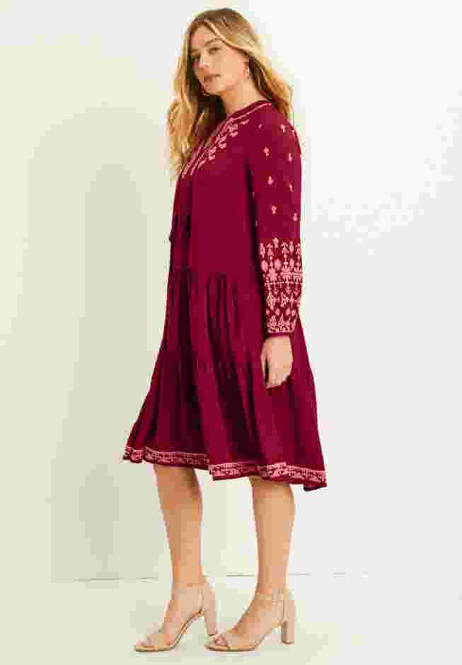 Coraline Embroidered Peasant Dress image number 2