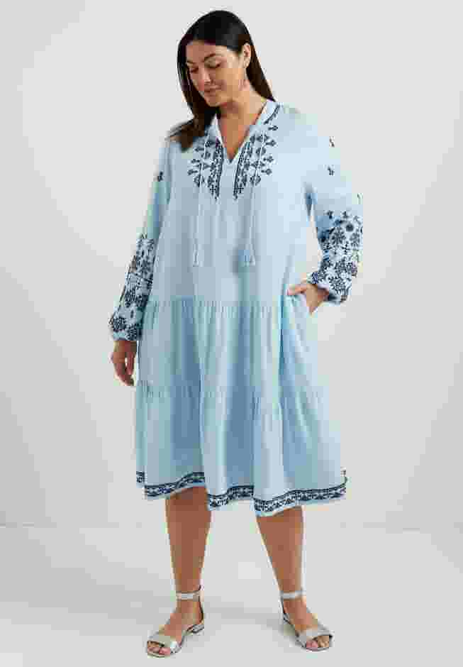 Coraline Embroidered Peasant Dress image number 0