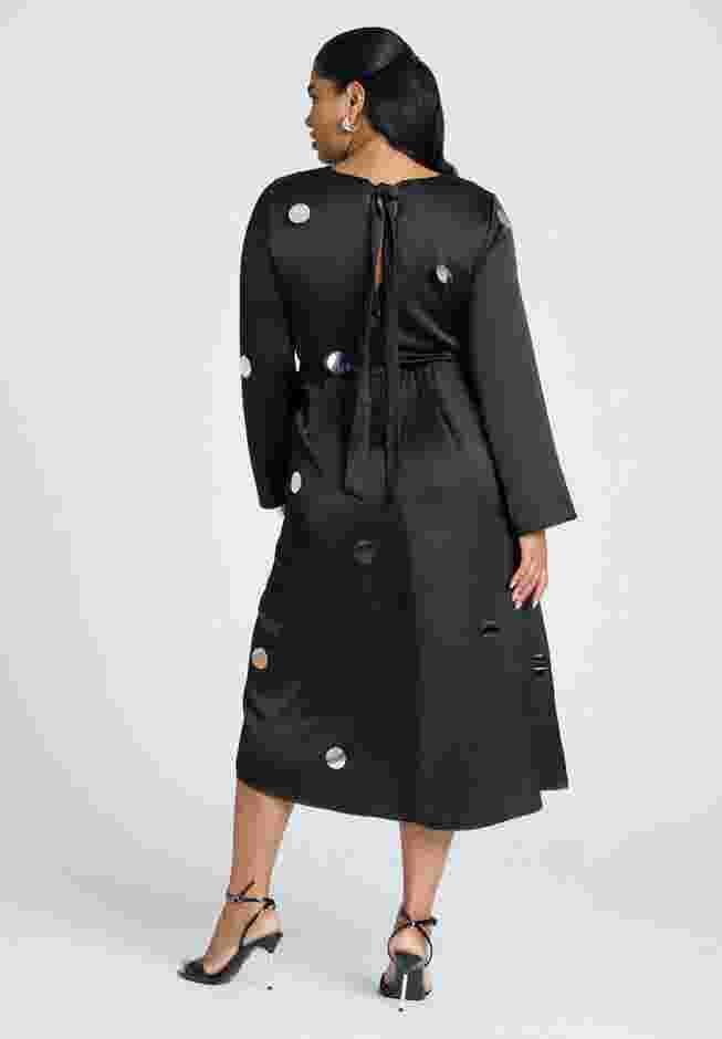 Satin Midi Dress With Pailettes image number 1