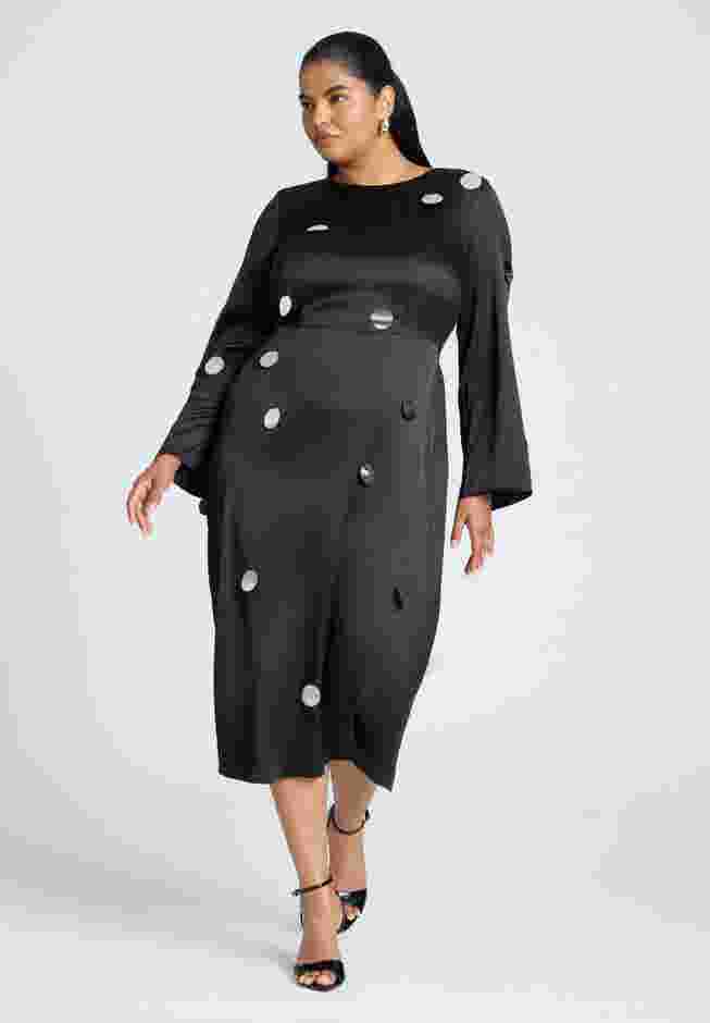 Satin Midi Dress With Pailettes image number 0
