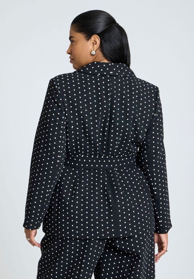 Tie Waist Printed Blazer image number null