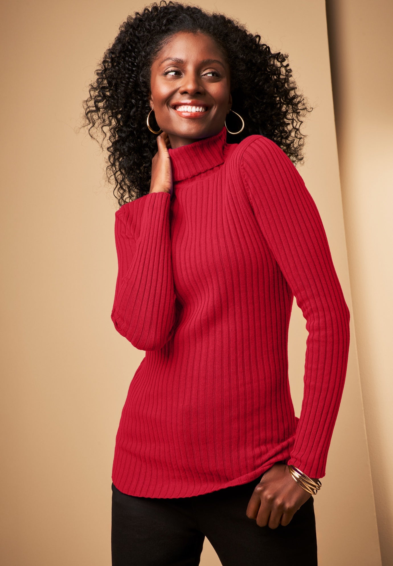 Ribbed Cotton Turtleneck Sweater image number 0
