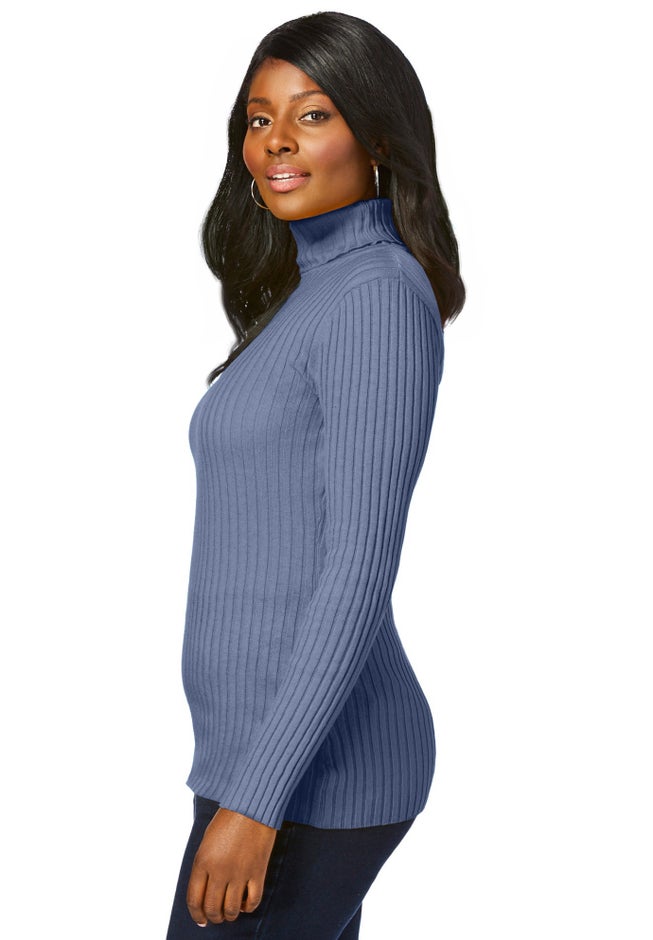 Ribbed Cotton Turtleneck Sweater image number 3