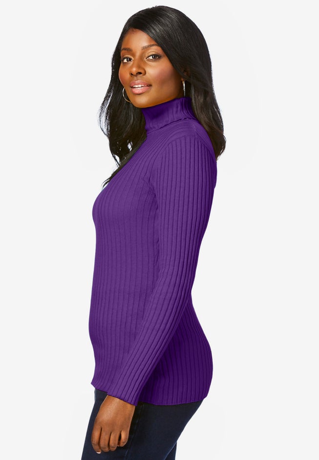 Ribbed Cotton Turtleneck Sweater image number 2