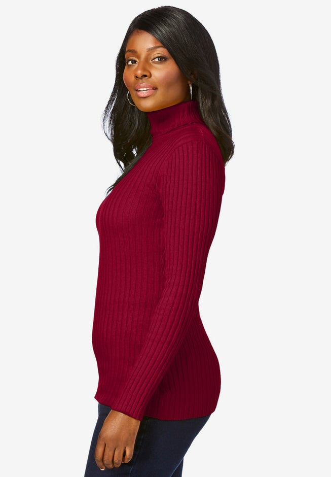 Ribbed Cotton Turtleneck Sweater image number 2