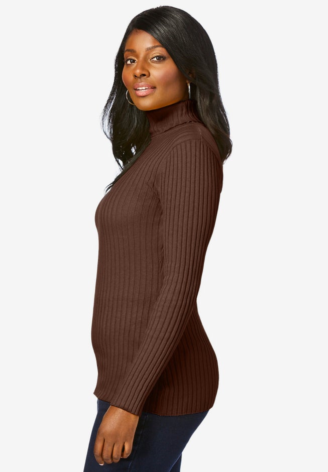 Ribbed Cotton Turtleneck Sweater image number 2