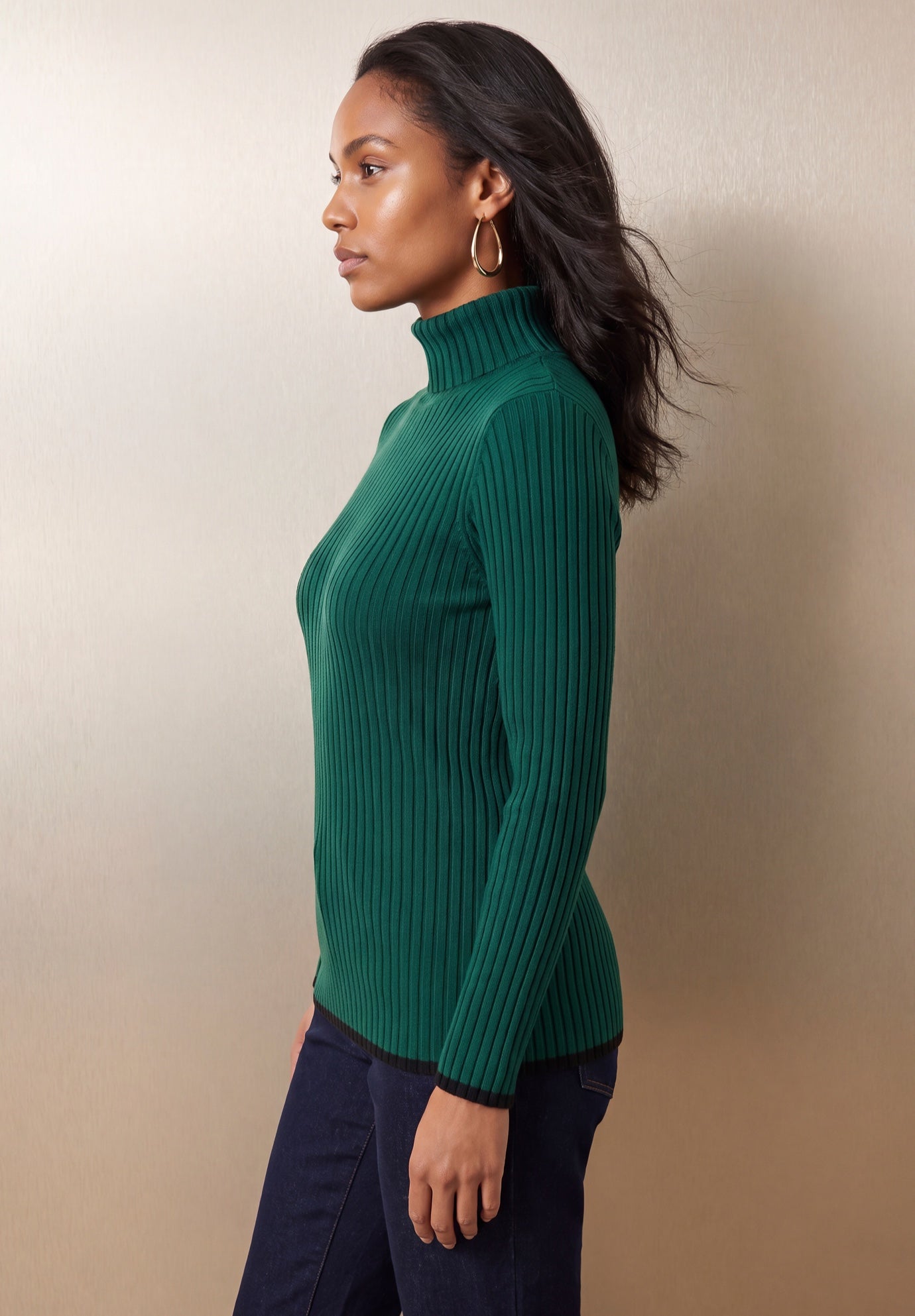 Ribbed Cotton Turtleneck Sweater image number 2