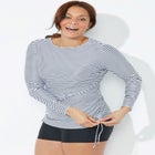 Chlorine Resistant Side-Tie Long Sleeve Swim Shirt Rash Guard image number null